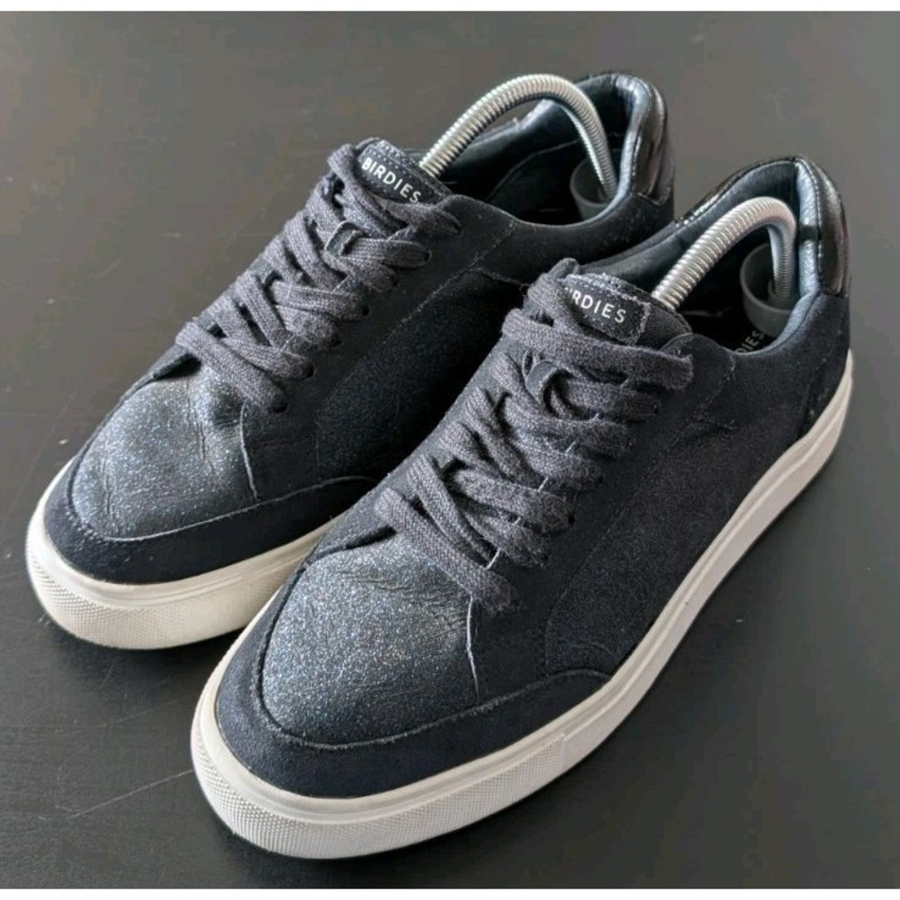 BIRDIES The‎ Cardinal Women's Size 10 Navy Blue Shimmer Leather Comfort Sneakers